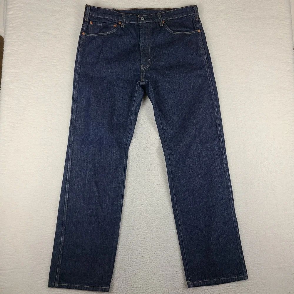 Levi's Jeans Mens 38x34 Blue Straight Leg Western Fit Dark Wash 37681‎ Denim